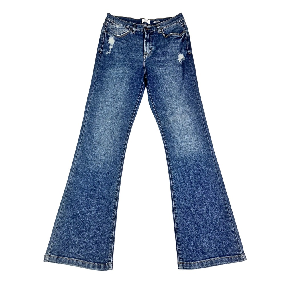 Kensie Jeans The Tessa High‎ Rise Bootcut Distressed Blue Denim Pants Size 10/30